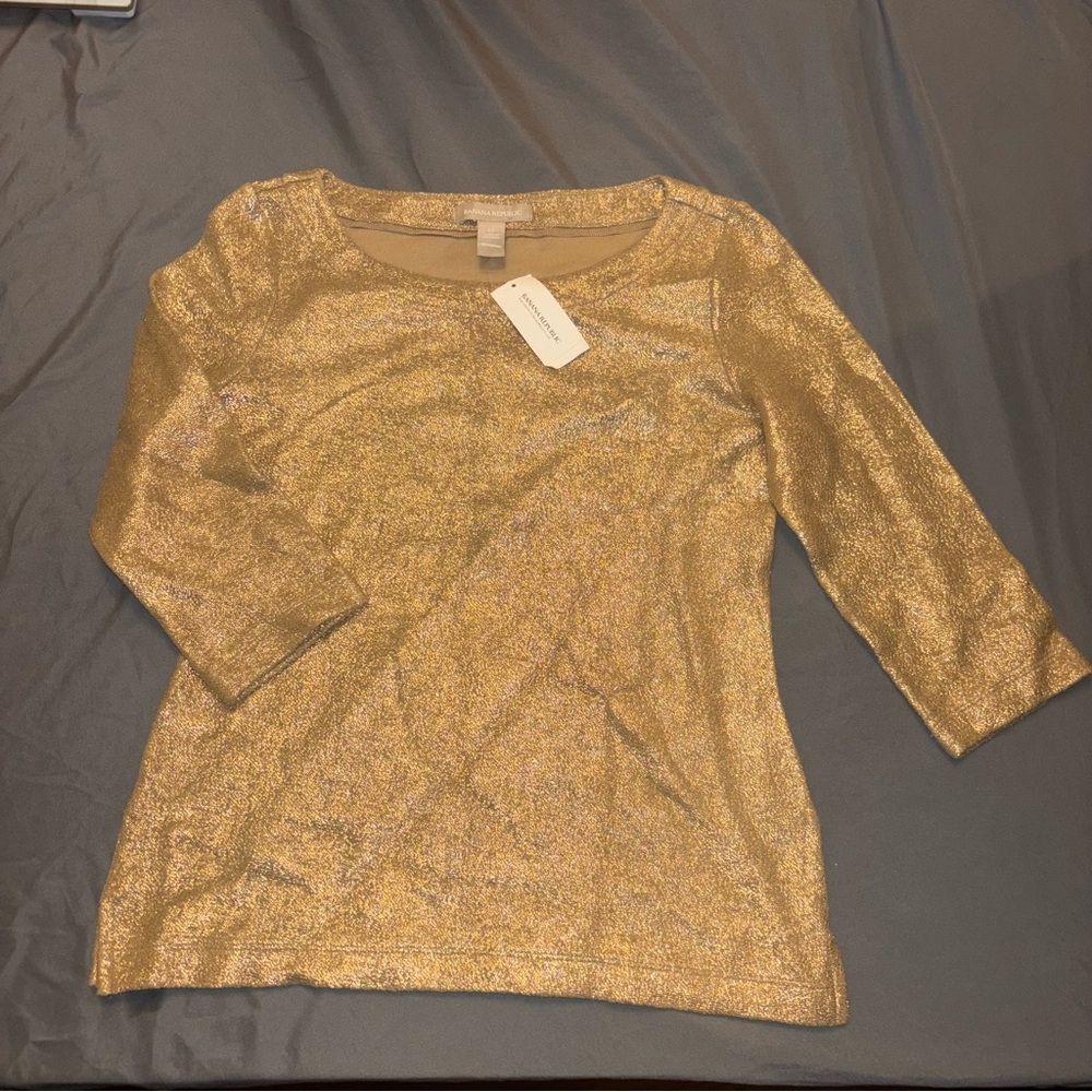 Banana Republic Shimmering Gold Women's Top NWT SIZE XS